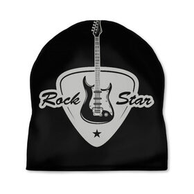 Шапка 3D с принтом Рок звезда в Екатеринбурге, 100% полиэстер | универсальный размер, печать по всей поверхности изделия | гитара | звезда | медиатор | ретро стиль | рок | рок звезда | электрогитара.