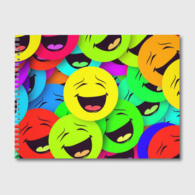 Альбом для рисования с принтом смайлы, улыбки, разноцветный, в Екатеринбурге, 100% бумага
 | матовая бумага, плотность 200 мг. | Тематика изображения на принте: разноцветный | смайлы | улыбки | эмоции