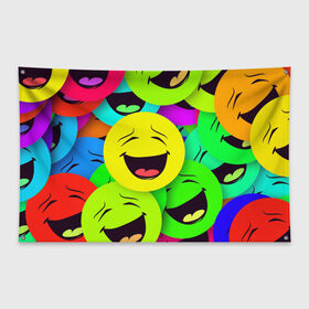 Флаг-баннер с принтом смайлы, улыбки, разноцветный, в Екатеринбурге, 100% полиэстер | размер 67 х 109 см, плотность ткани — 95 г/м2; по краям флага есть четыре люверса для крепления | разноцветный | смайлы | улыбки | эмоции