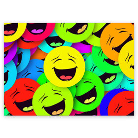 Поздравительная открытка с принтом смайлы, улыбки, разноцветный, в Екатеринбурге, 100% бумага | плотность бумаги 280 г/м2, матовая, на обратной стороне линовка и место для марки
 | Тематика изображения на принте: разноцветный | смайлы | улыбки | эмоции