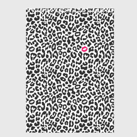 Скетчбук с принтом Kiss в Екатеринбурге, 100% бумага
 | 48 листов, плотность листов — 100 г/м2, плотность картонной обложки — 250 г/м2. Листы скреплены сверху удобной пружинной спиралью | art | background | kiss | leopard | lips | spots | texture | арт | губы | леопард | поцелуй | пятна | текстура | фон