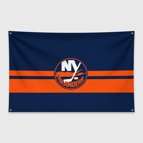 Флаг-баннер с принтом NY ISLANDERS NHL в Екатеринбурге, 100% полиэстер | размер 67 х 109 см, плотность ткани — 95 г/м2; по краям флага есть четыре люверса для крепления | hockey | islanders | logo | new york | ny | sport | usa | исландерс | логотип | нхл | нью йорк | спорт | хоккей