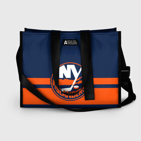 Сумка-шоппер 3D с принтом NY ISLANDERS NHL в Екатеринбурге, 100% полиэстер | застегивается на металлическую кнопку; внутренний карман застегивается на молнию. Стенки укреплены специальным мягким материалом, чтобы защитить содержимое от несильных ударов
 | hockey | islanders | logo | new york | ny | sport | usa | исландерс | логотип | нхл | нью йорк | спорт | хоккей