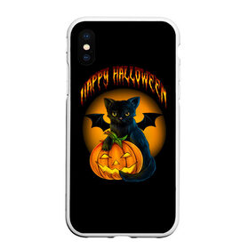 Чехол для iPhone XS Max матовый с принтом Хэллоуин в Екатеринбурге, Силикон | Область печати: задняя сторона чехла, без боковых панелей | Тематика изображения на принте: halloween | happy | happy halloween | вампир | зубы | луна | полнолуние | праздник | праздник хэллоуин | тыква | хэллоуин