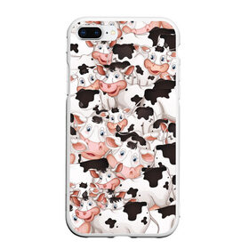 Чехол для iPhone 7Plus/8 Plus матовый с принтом Коровы в Екатеринбурге, Силикон | Область печати: задняя сторона чехла, без боковых панелей | бык | говядина | корова | паттерн | рога | стадо | теленок | тёлка
