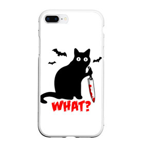 Чехол для iPhone 7Plus/8 Plus матовый с принтом What Cat (Halloween) в Екатеринбурге, Силикон | Область печати: задняя сторона чехла, без боковых панелей | 