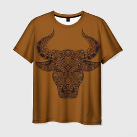 Мужская футболка 3D с принтом Святая корова в Екатеринбурге, 100% полиэфир | прямой крой, круглый вырез горловины, длина до линии бедер | голова быка | голова коровы | инь янь. | корова | татуировки | узоры