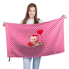 Флаг 3D с принтом Медвежонок сюрприз в Екатеринбурге, 100% полиэстер | плотность ткани — 95 г/м2, размер — 67 х 109 см. Принт наносится с одной стороны | baby | bear | love is | teddy | valentines | бабочка | бантик | валентина | влюбленный | воздушный шарик | девочка | игрушка | лучшая мама | любимая жена | люблю | любовь | малыш | марта | медведь | медвежата | милый