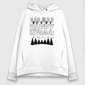 Женское худи Oversize хлопок с принтом Happy Camperween в Екатеринбурге, френч-терри — 70% хлопок, 30% полиэстер. Мягкий теплый начес внутри —100% хлопок | боковые карманы, эластичные манжеты и нижняя кромка, капюшон на магнитной кнопке | 31 октября | halloween | halowen | ведьма | день всех святых | джек | костюм | кровь | лого | монстр | надпись | праздник | приведение | призрак | светильник | символ | страшная | тыква | ужасы | хеллоуин | хеллуин