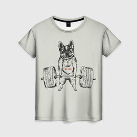 Женская футболка 3D с принтом Пауэрлифтинг в Екатеринбурге, 100% полиэфир ( синтетическое хлопкоподобное полотно) | прямой крой, круглый вырез горловины, длина до линии бедер | sport | анаболизм | бодибилдинг | бульдог | зал | здоровье | зож | иллюстрации | качалка | кросфит | мышцы | пауэрлифтинг | прикольные картинки | сила | собака | спорт | становая тяга | тренинг | фитнес