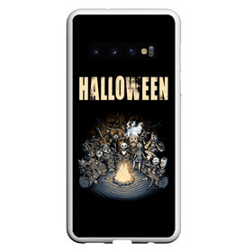 Чехол для Samsung Galaxy S10 с принтом Halloween в Екатеринбурге, Силикон | Область печати: задняя сторона чехла, без боковых панелей | 31 октября | halloween | halowen | ведьма | день всех святых | джек | костюм | кровь | лого | монстр | надпись | праздник | приведение | призрак | светильник | символ | страшная | тыква | ужасы | хеллоуин | хеллуин