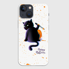 Чехол для iPhone 13 mini с принтом Halloween в Екатеринбурге,  |  | 31 октября | halloween | halowen | ведьма | день всех святых | джек | костюм | кровь | лого | монстр | надпись | праздник | приведение | призрак | светильник | символ | страшная | тыква | ужасы | хеллоуин | хеллуин