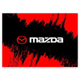Поздравительная открытка с принтом MAZDA / Мазда в Екатеринбурге, 100% бумага | плотность бумаги 280 г/м2, матовая, на обратной стороне линовка и место для марки
 | auto | logo | mazda | moto | symbol | авто | автомобиль | гонки | знак | лого | логотип | логотипы | мазда | марка | машина | мото | символ | символы