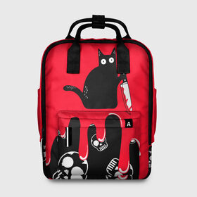 Женский рюкзак 3D с принтом WHAT CAT в Екатеринбурге, 100% полиэстер | лямки с регулируемой длиной, сверху ручки, чтобы рюкзак нести как сумку. Основное отделение закрывается на молнию, как и внешний карман. Внутри два дополнительных кармана, один из которых закрывается на молнию. По бокам два дополнительных кармашка, куда поместится маленькая бутылочка
 | art | black | black cat | cat | dark | dark cat | halloween | what | what cat | what mem | арт | кот | кот арт | кот мем | мем | нож | праздник | прикол | прикольный кот | убица | хэллоуин | чёрный | чёрный кот | что | что мем