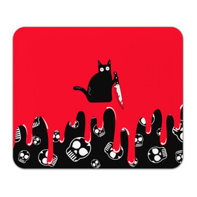 Коврик для мышки прямоугольный с принтом WHAT CAT в Екатеринбурге, натуральный каучук | размер 230 х 185 мм; запечатка лицевой стороны | Тематика изображения на принте: art | black | black cat | cat | dark | dark cat | halloween | what | what cat | what mem | арт | кот | кот арт | кот мем | мем | нож | праздник | прикол | прикольный кот | убица | хэллоуин | чёрный | чёрный кот | что | что мем