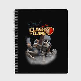 Тетрадь с принтом Clash of Clans в Екатеринбурге, 100% бумага | 48 листов, плотность листов — 60 г/м2, плотность картонной обложки — 250 г/м2. Листы скреплены сбоку удобной пружинной спиралью. Уголки страниц и обложки скругленные. Цвет линий — светло-серый
 | Тематика изображения на принте: clash of clans | clash royale | game | supercell | детская | детям | игра | клаш оф кланс | клаш оф кленс | клеш оф кленс | клэш оф кланс | компьютерная игра | пекка