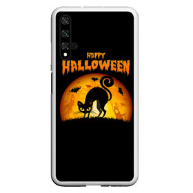 Чехол для Honor 20 с принтом Helloween в Екатеринбурге, Силикон | Область печати: задняя сторона чехла, без боковых панелей | halloween | ведьма | летучая мышь | полнолуние | привидение | призрак | тыква | хеллоуин | хелуин | хэллоин | хэллоуин | хэлоуин | хэлуин | черный кот