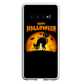 Чехол для Samsung Galaxy S10 с принтом Helloween в Екатеринбурге, Силикон | Область печати: задняя сторона чехла, без боковых панелей | halloween | ведьма | летучая мышь | полнолуние | привидение | призрак | тыква | хеллоуин | хелуин | хэллоин | хэллоуин | хэлоуин | хэлуин | черный кот
