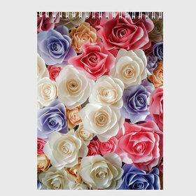 Скетчбук с принтом Розы в Екатеринбурге, 100% бумага
 | 48 листов, плотность листов — 100 г/м2, плотность картонной обложки — 250 г/м2. Листы скреплены сверху удобной пружинной спиралью | бабочка | бабочки | девушкам | милый рисунок | природа | радуга | роза | розы | цветок | цветочек | цветочки | цветы | шипы | шипы и розы