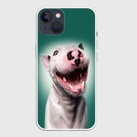 Чехол для iPhone 13 с принтом Bully в Екатеринбурге,  |  | bull terrier | ears | eyes | fangs | jaw | muzzle | nose | smile | бультерьер | глаза | клыки | нос | пасть | улыбка | уши