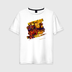 Женская футболка хлопок Oversize с принтом Взрыв цвета в Екатеринбурге, 100% хлопок | свободный крой, круглый ворот, спущенный рукав, длина до линии бедер
 | желтый | красный | синий | фиолетовый | чёрный