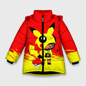 Зимняя куртка для девочек 3D с принтом Brawl stars Leon pikachu в Екатеринбурге, ткань верха — 100% полиэстер; подклад — 100% полиэстер, утеплитель — 100% полиэстер. | длина ниже бедра, удлиненная спинка, воротник стойка и отстегивающийся капюшон. Есть боковые карманы с листочкой на кнопках, утяжки по низу изделия и внутренний карман на молнии. 

Предусмотрены светоотражающий принт на спинке, радужный светоотражающий элемент на пуллере молнии и на резинке для утяжки. | Тематика изображения на принте: crow | mortis | pika pika | pokemon go | surge | биби | бравл старс | бравлер | герои | девочкам | детям | джесси | леон пикачу | логотипы игр | малыш | мальчикам | милый | нита | пика пика | пикачу | покебол | покемон