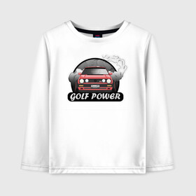 Детский лонгслив хлопок с принтом Golf power в Екатеринбурге, 100% хлопок | круглый вырез горловины, полуприлегающий силуэт, длина до линии бедер | car | drift | golf | race | автомобиль | гольф | гонки | дрифт | машина