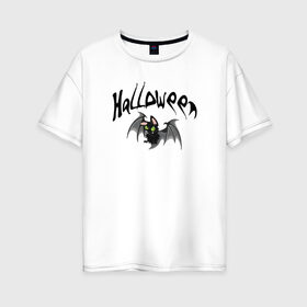 Женская футболка хлопок Oversize с принтом Хеллоуин в Екатеринбурге, 100% хлопок | свободный крой, круглый ворот, спущенный рукав, длина до линии бедер
 | halloween | гадания | игры | летучие | мертвых | момо | мыши | нечистые | праздик | силы | тыквы | хеллоуин