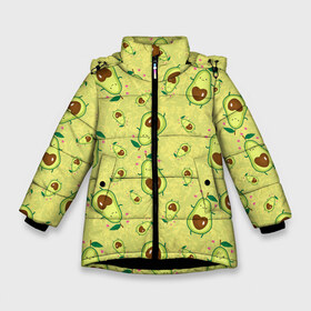 Зимняя куртка для девочек 3D с принтом Милашка авокадик в Екатеринбурге, ткань верха — 100% полиэстер; подклад — 100% полиэстер, утеплитель — 100% полиэстер. | длина ниже бедра, удлиненная спинка, воротник стойка и отстегивающийся капюшон. Есть боковые карманы с листочкой на кнопках, утяжки по низу изделия и внутренний карман на молнии. 

Предусмотрены светоотражающий принт на спинке, радужный светоотражающий элемент на пуллере молнии и на резинке для утяжки. | Тематика изображения на принте: avocado | fruits | heart | vegetables | авокадо | овощи | сердца | сердце | фрукты