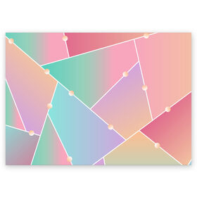 Поздравительная открытка с принтом Нежные цвета геометрии в Екатеринбурге, 100% бумага | плотность бумаги 280 г/м2, матовая, на обратной стороне линовка и место для марки
 | геометрический | геометрия | мозаика | нежные | нежный | пастель.пастельный | цвет | цвета