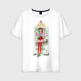 Женская футболка хлопок Oversize с принтом АСКА ЕВАНГЕЛИОН в Екатеринбурге, 100% хлопок | свободный крой, круглый ворот, спущенный рукав, длина до линии бедер
 | 02 | evangelion | аниме | аска | ева | евангелион | манга | ноль два | синдизи