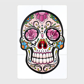 Магнитный плакат 2Х3 с принтом Весёлый череп в Екатеринбурге, Полимерный материал с магнитным слоем | 6 деталей размером 9*9 см | арт | белый | вектор | жёлтый | зубы | рисунок | роза | розовый | розы | роспись | синий | цветок | цветы | череп | чёрный