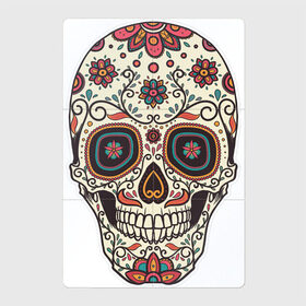 Магнитный плакат 2Х3 с принтом Весёлый череп в Екатеринбурге, Полимерный материал с магнитным слоем | 6 деталей размером 9*9 см | арт | белый | вектор | зубы | красный | оранжевый | расписной череп | рисунок | цветы | череп | чёрный