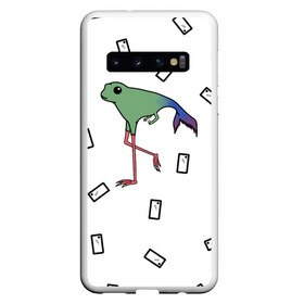 Чехол для Samsung Galaxy S10 с принтом Социум в Екатеринбурге, Силикон | Область печати: задняя сторона чехла, без боковых панелей | Тематика изображения на принте: лягушка | птица | рыба | смартфон | социум | фэнтези | человек