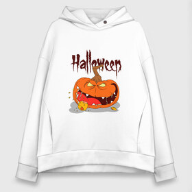 Женское худи Oversize хлопок с принтом HALLOWEEN в Екатеринбурге, френч-терри — 70% хлопок, 30% полиэстер. Мягкий теплый начес внутри —100% хлопок | боковые карманы, эластичные манжеты и нижняя кромка, капюшон на магнитной кнопке | halloween | pumpkin | арт | арт черепа | голова | голова джека | джек | мертвец | мертвецы | праздник | праздник мёртвых | сыетильник джека | тыква | хэллоуин | череп | черпа