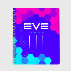 Тетрадь с принтом EVE ECHOES ИВ ЭХО в Екатеринбурге, 100% бумага | 48 листов, плотность листов — 60 г/м2, плотность картонной обложки — 250 г/м2. Листы скреплены сбоку удобной пружинной спиралью. Уголки страниц и обложки скругленные. Цвет линий — светло-серый
 | echo | echoes | eve | game | games | logo | online | space | ев онлайн | ев эхо | еве | ив онлайн | ив эхо | игра | игры | космос | лого | логотип | логотипы | онлайн | символ | символы | эхо | эхос