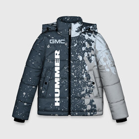 Зимняя куртка для мальчиков 3D с принтом HUMMER Хаммер в Екатеринбурге, ткань верха — 100% полиэстер; подклад — 100% полиэстер, утеплитель — 100% полиэстер | длина ниже бедра, удлиненная спинка, воротник стойка и отстегивающийся капюшон. Есть боковые карманы с листочкой на кнопках, утяжки по низу изделия и внутренний карман на молнии. 

Предусмотрены светоотражающий принт на спинке, радужный светоотражающий элемент на пуллере молнии и на резинке для утяжки | Тематика изображения на принте: auto | gmc | humer | hummer | logo | moto | symbol | авто | автомобиль | гонки | знак | лого | логотип | логотипы | марка | машина | мото | символ | символы | хамер | хаммер
