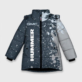 Зимняя куртка для девочек 3D с принтом HUMMER Хаммер в Екатеринбурге, ткань верха — 100% полиэстер; подклад — 100% полиэстер, утеплитель — 100% полиэстер. | длина ниже бедра, удлиненная спинка, воротник стойка и отстегивающийся капюшон. Есть боковые карманы с листочкой на кнопках, утяжки по низу изделия и внутренний карман на молнии. 

Предусмотрены светоотражающий принт на спинке, радужный светоотражающий элемент на пуллере молнии и на резинке для утяжки. | Тематика изображения на принте: auto | gmc | humer | hummer | logo | moto | symbol | авто | автомобиль | гонки | знак | лого | логотип | логотипы | марка | машина | мото | символ | символы | хамер | хаммер