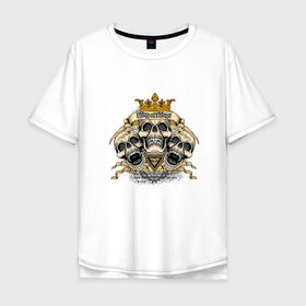 Мужская футболка хлопок Oversize с принтом Король всех королей в Екатеринбурге, 100% хлопок | свободный крой, круглый ворот, “спинка” длиннее передней части | корона | корона на черепе | три черепа | череп с короной | черепа