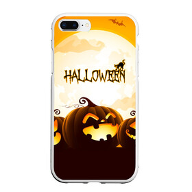 Чехол для iPhone 7Plus/8 Plus матовый с принтом HALLOWEEN в Екатеринбурге, Силикон | Область печати: задняя сторона чехла, без боковых панелей | Тематика изображения на принте: bones | ghost | halloween | pumpkin | skull | кости | летучие мыши | приведение | призрак | скелет | тыква | хеллоуин | хоррор | хэллоуин