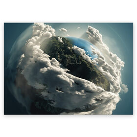 Поздравительная открытка с принтом Облака в Екатеринбурге, 100% бумага | плотность бумаги 280 г/м2, матовая, на обратной стороне линовка и место для марки
 | земля | облака | океан | планета