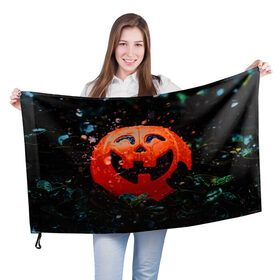 Флаг 3D с принтом Pumpkin в Екатеринбурге, 100% полиэстер | плотность ткани — 95 г/м2, размер — 67 х 109 см. Принт наносится с одной стороны | halloween | pumpkin head devil | тыква джек | хэллоуин
