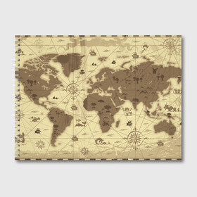 Альбом для рисования с принтом Карта мира в Екатеринбурге, 100% бумага
 | матовая бумага, плотность 200 мг. | Тематика изображения на принте: география | карта | карта мира | корабли | моряки