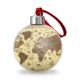 Ёлочный шар с принтом Карта мира в Екатеринбурге, Пластик | Диаметр: 77 мм | география | карта | карта мира | корабли | моряки