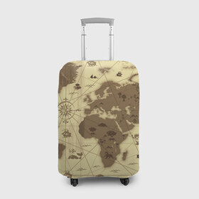 Чехол для чемодана 3D с принтом Карта мира в Екатеринбурге, 86% полиэфир, 14% спандекс | двустороннее нанесение принта, прорези для ручек и колес | география | карта | карта мира | корабли | моряки