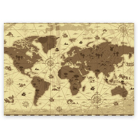 Поздравительная открытка с принтом Карта мира в Екатеринбурге, 100% бумага | плотность бумаги 280 г/м2, матовая, на обратной стороне линовка и место для марки
 | география | карта | карта мира | корабли | моряки