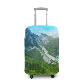 Чехол для чемодана 3D с принтом Альпийские горы в Екатеринбурге, 86% полиэфир, 14% спандекс | двустороннее нанесение принта, прорези для ручек и колес | альпийские горы | альпы | гора | горы | озеро