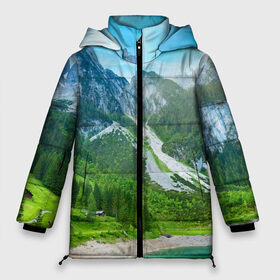 Женская зимняя куртка 3D с принтом Альпийские горы в Екатеринбурге, верх — 100% полиэстер; подкладка — 100% полиэстер; утеплитель — 100% полиэстер | длина ниже бедра, силуэт Оверсайз. Есть воротник-стойка, отстегивающийся капюшон и ветрозащитная планка. 

Боковые карманы с листочкой на кнопках и внутренний карман на молнии | альпийские горы | альпы | гора | горы | озеро