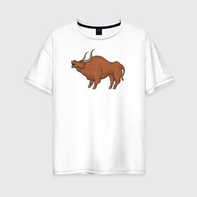 Женская футболка хлопок Oversize с принтом Бык в Екатеринбурге, 100% хлопок | свободный крой, круглый ворот, спущенный рукав, длина до линии бедер
 | 2021 | бык | год быка | год коровы | новый год | символ года