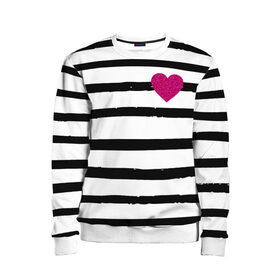 Детский свитшот 3D с принтом Сердце с полосками в Екатеринбурге, 100% полиэстер | свободная посадка, прямой крой, мягкая тканевая резинка на рукавах и понизу свитшота | любовь | милый | модный | полоски | розовый | семья | сердце | чёрный